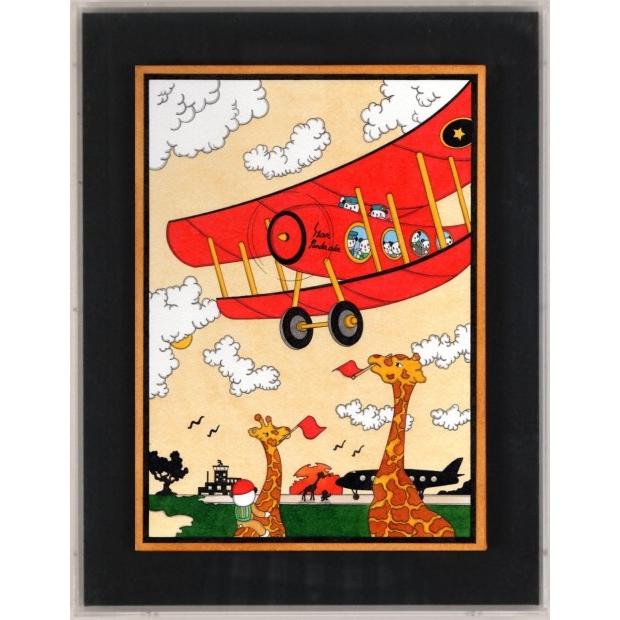 現代アート 絵画 ポップアート ポップアート アクリル画 パンダ キリン 絵 アクリル画 あごぱん 洋画 サファリな空港 額付き Agopan Safarinakuwukou アートギャラリーモトカワヤフー店