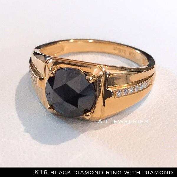 リング 18金 ダイヤ 指輪 K18 With 天然 ダイヤモンド ブラック ダイヤモンド リング 天然石 K18 Black Diamond Ring With Diamond K18ringblackdiamondwithdiamond14 A I Jewelries Ginza