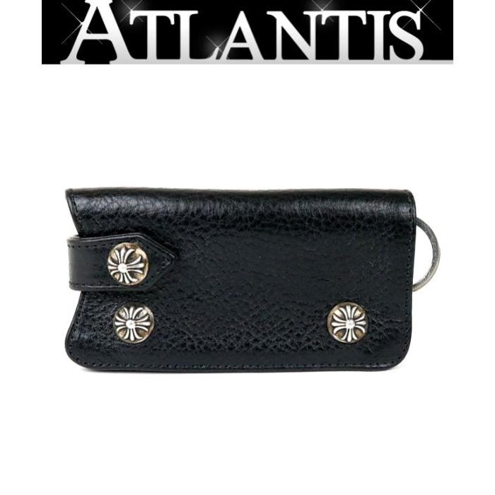 Chrome Hearts 銀座店 クロムハーツ 未使用品 未使用品 インボイス付き Hearts クロスボタン クロムハーツ キーケース レザー キーホルダー 黒 081022 Atlantis