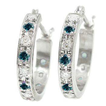 ピアス メンズ フープピアス プラチナ プラチナ ダイヤモンドピアス フープピアス リング ブルーダイヤモンド 天然石ダイヤ ピアス 男性用 宝石 ピアス リング 送料無料 m ジュエリー工房アトラス