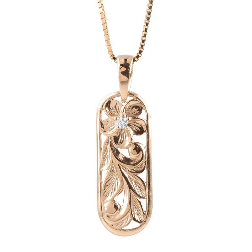 ネックレス プルメリア ゴールド メンズ シンプル 18金 ダイヤモンド 一粒 18k ゴールド ピンクゴールドk18 シンプル ハワイアンジュエリー プルメリア 透かし ベネチアンチェーン 送料無料 tp103dgnm ジュエリー工房アトラス夢
