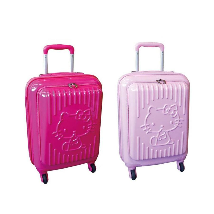 キャリーケース キャラクター 旅行用品 ピンク トランクケース ピンク ハローキティ 前ポケット付きジッパーキャリーケース ブラインド柄 mm 暮らしを楽しむインテリア雑貨joie