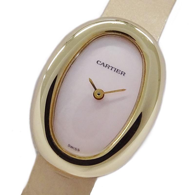カルティエ 時計 Cartier 時計 ミニベニュワール W 腕時計 ピンクシェル クオーツ 750pg クオーツ レディース V ブランドベイヤフーショップファッションデザイナー お買得最安値