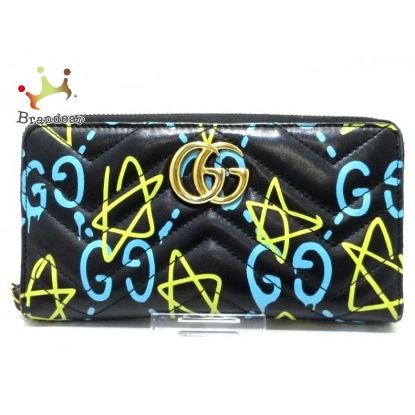 グッチ Gucci 長財布 ファッション 黒 ライトブルー イエロー Gucci 0412 レザー スペシャル特価 0412 ブランディア ヤフーショップ