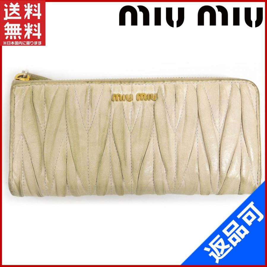 ミュウミュウ Miumiu 財布 財布 長財布 L字ファスナー 5m11 マテラッセ ロゴ 中古 長財布 本物品質の X4156 L字ファスナー X4156 ブランドセレクトショップbrands