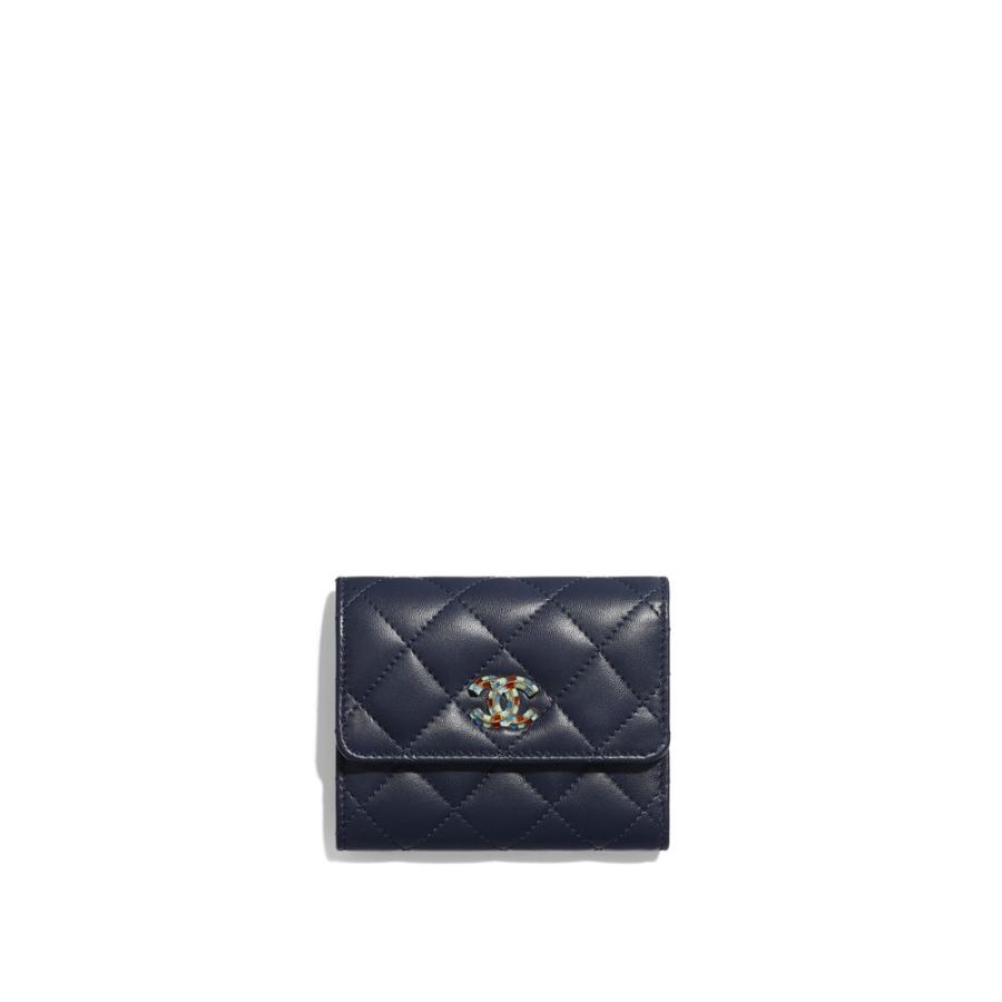 シャネル Chanel 財布 小財布 ネイビー ラムスキン 三つ折り ３つ折り ネイビー ブルー ブルー ラムスキン レザー Ap0522bn4713chanelap0522bn4713 Chanelist