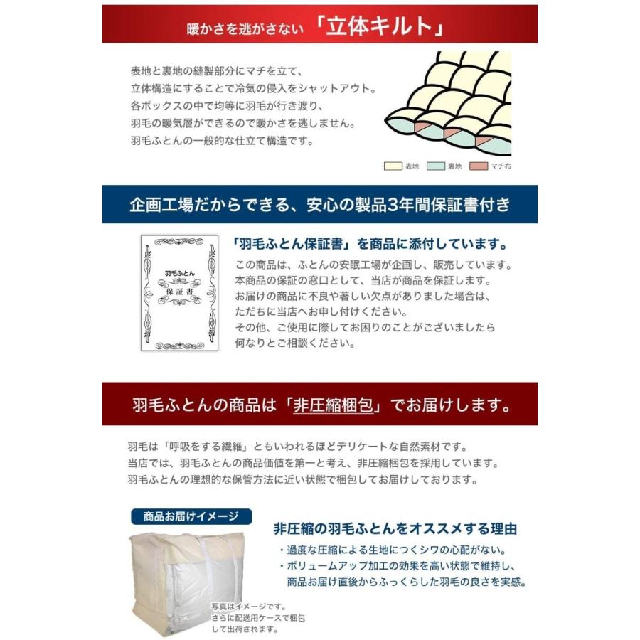 安眠工場 高級羽毛布団 ダブル新疆綿100 生地羽毛量1 7kg 布団 寝具 フランス ローヌ アルプ産 ホワイトマザーダウン93 布団 400dp以上 掛け布団 20200603225325 00098 Doremiんち