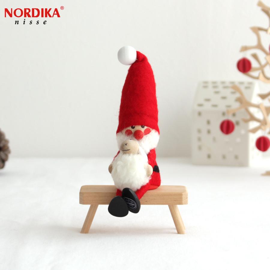 ノルディカニッセ 白羊を抱えるサンタ フェルトシリーズ 赤 NORDIKA nisse クリスマス 雑貨 木製 人形 北欧 NRD120483