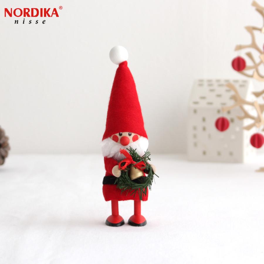 ノルディカニッセ リースを持ったサンタ フェルトシリーズ 赤 NORDIKA nisse クリスマス 雑貨 木製 人形 北欧 NRD120505