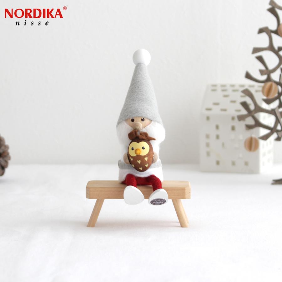 ノルディカニッセ フクロウを抱えたサンタ サイレントナイトシリーズ NORDIKA nisse クリスマス 雑貨 木製 人形 北欧 NRD120610