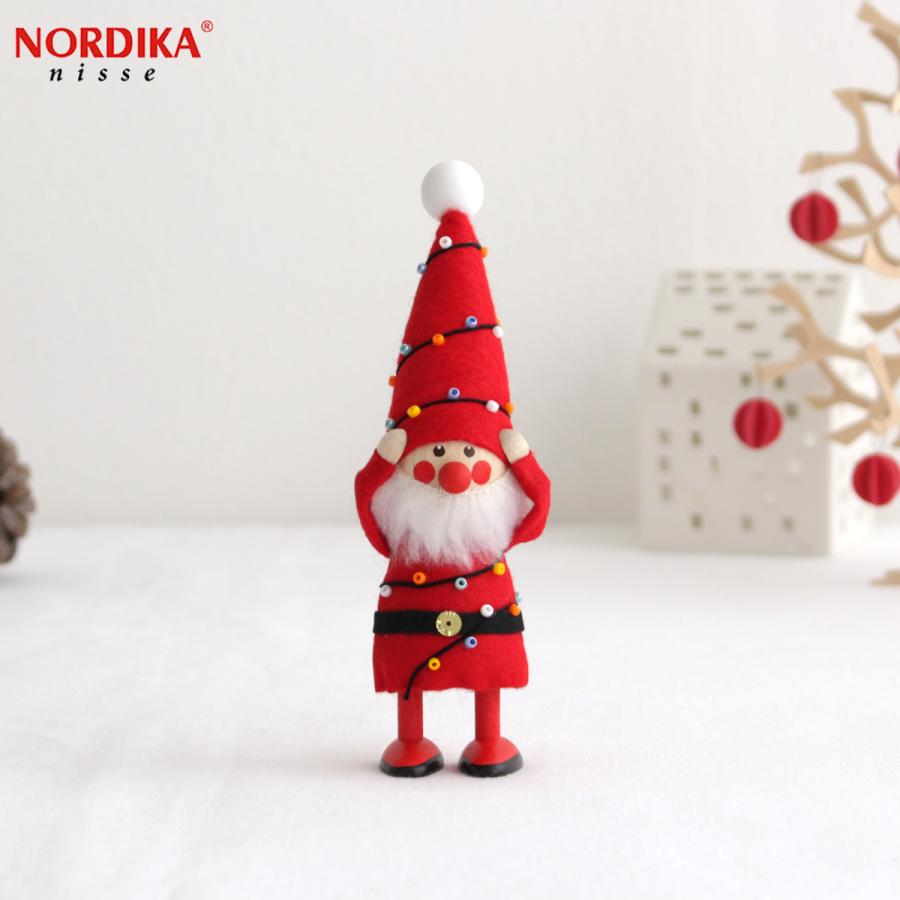 ノルディカニッセ 電飾にからまるサンタ フェルトシリーズ 赤 NORDIKA nisse クリスマス 雑貨 木製 人形 北欧 NRD120647