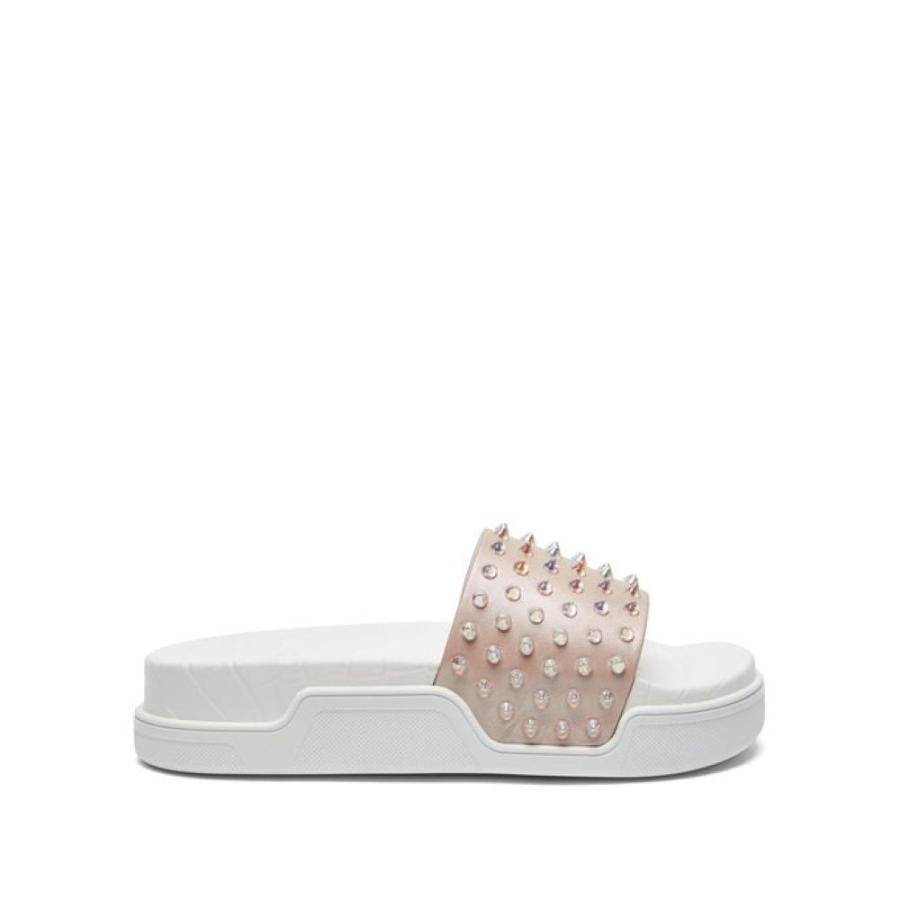 クリスチャン ルブタン Slides Christian Louboutin レディース Slides サンダル ミュール シューズ 靴 Fun ファッション Donna Studded Leather Slides Beige Hb 127 フェルマート Fermart 2号店