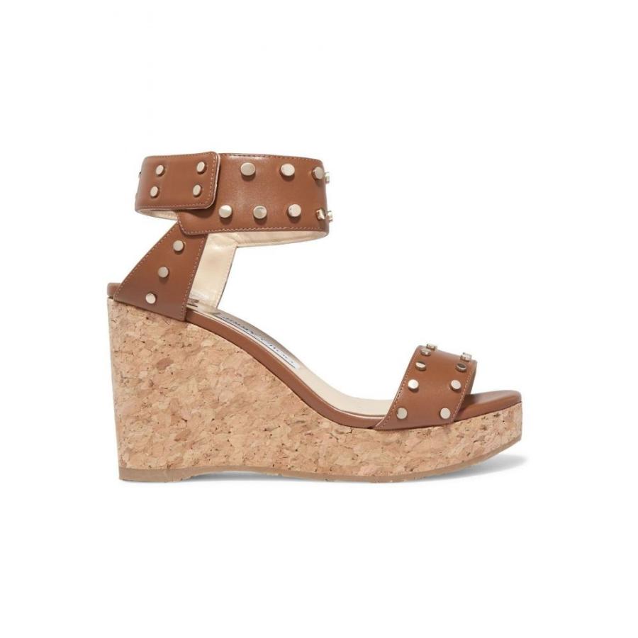 ジミー チュウ Jimmy Choo Sandals レディース サンダル ミュール ウェッジソール ファッション シューズ 靴 Studded Brown Leather Platform Wedge Sandals Brown Lo Ffa1f29f5c フェルマート Fermart 2号店