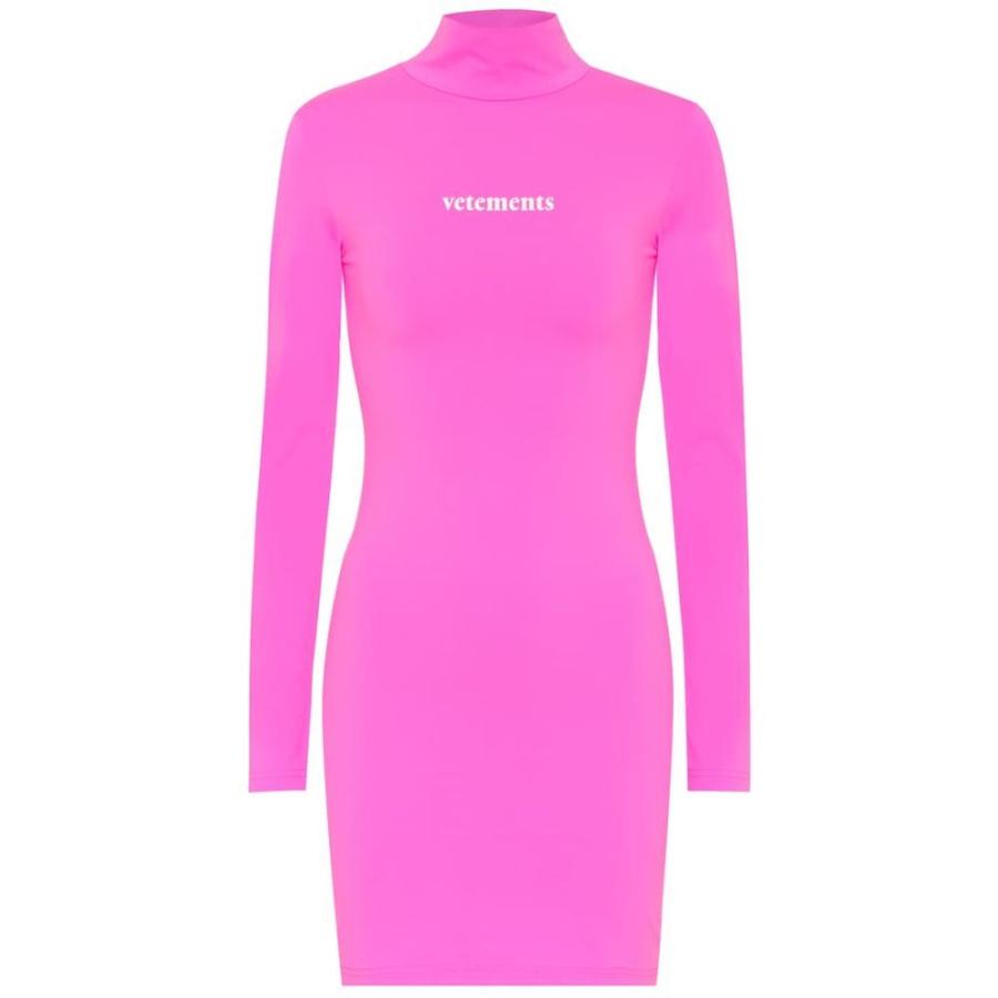 ヴェトモン Minidress Vetements レディース ワンピース ワンピース ドレス ワンピース ワンピース Logo Minidress Fluo Pink Hb4 P フェルマート Fermart 3号店