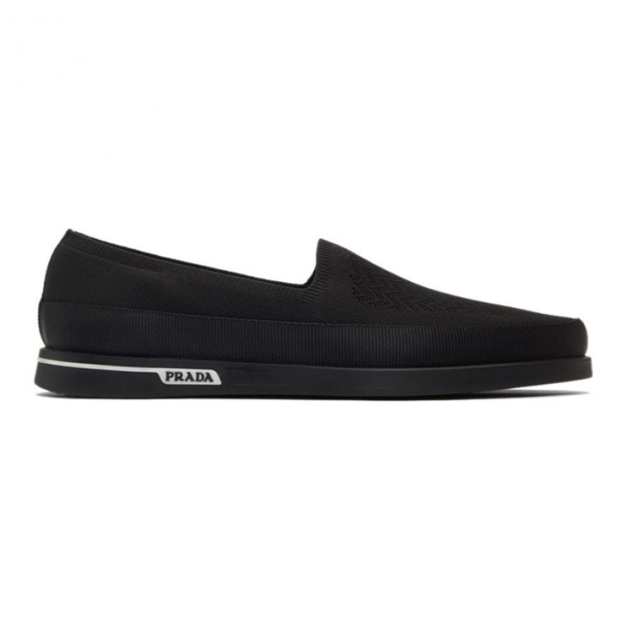プラダ Prada シューズ 靴 メンズ スリッポン フラット シューズ 靴 Black Knit Twill Knit Slip On プラダ Sneakers高評価開店記念セール 最安値直送
