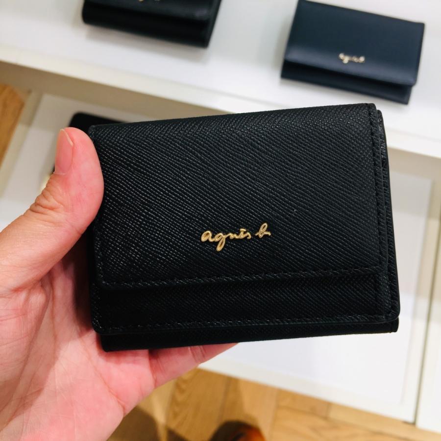 アニエスベー Agnes ウォレット B ロゴ 三つ折り Agnes 財布 コンパクト ミニ スモール コンパクト ウォレット レザー ブラック レディース 取り寄せ Stone1 ヤフー店