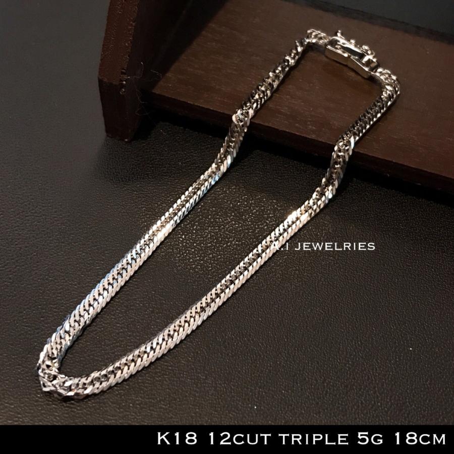 ブレスレット 18金ホワイトゴールド 5g K18 Wg Bracelet 12面 トリプル 5g ブレスレット 18cm 男女兼用 K18wg 12cut Triple Bracelet 5g 18cm K18wg12cuttriplebracelet5g18cm Ginza Ai Jewelry