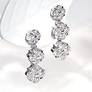 K18 Wg ゴールド ダイヤモンド 誕生石 ダイヤ ピアス フラワー 花 ダイヤ 1カラット フラワー 1 0ct 豪華 可愛い 4月 誕生石 Gupe352 Gupe352 グッドラックジュエリー