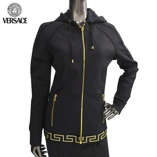 送料無料 ジップアップ ヴェルサーチ Versace レディース ジップアップ トレーナー トップス パーカー Aud Ac A1008 71a 15 ガッツブランドショップ