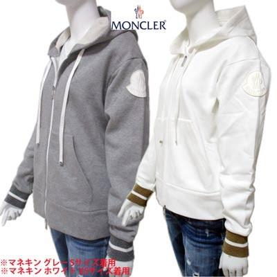 まとめ買い モンクレール Moncler ロゴ レディース トップス パーカー フーディー 長袖 ロゴ 2color パーカー フーディー 袖ビッグロゴ入りジップアップパーカー 白 灰 R 02s 0130 023 ガッツブランドショップ 人気一番人気ブランド
