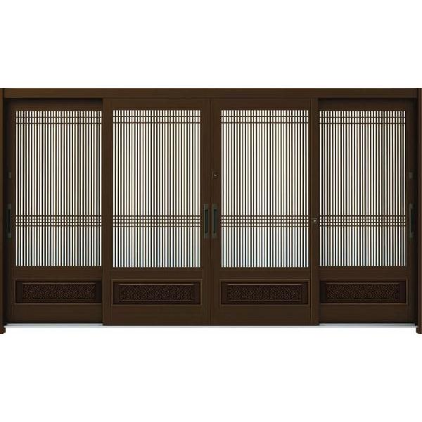 れん樹 伝統和風 Ykk玄関戸 断熱玄関引戸 A06 木目柄 複層ガラス 幅3510mm 高1930mm Ykkap玄関れんじゅ 12尺4枚建 ランマ無 Des Pa06nlc 04 ノース ウエストykk玄関引き戸 Yanbarugelato Com