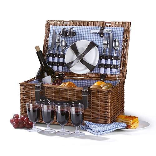 flexzion for set person rectangular basket 4 tote set kit tote insulated picnic waterproof basket hamper wicker picnic blanket w plate metal flatware table supplies idvdxxamb07f69sqj4 輸入暮らし com