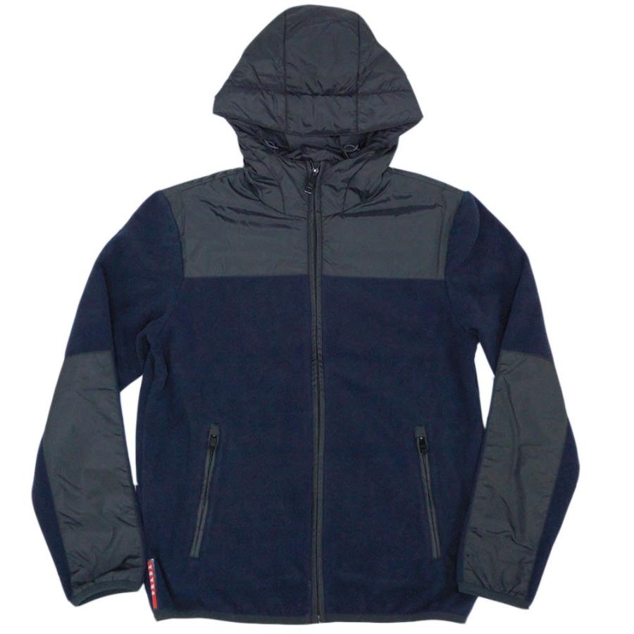 プラダ ブルゾン Sjc412 ゼニア H M Prada メンズ フード付き コーチ ジップアップ フリース Bleu ネイビー ブラック Sサイズ アウトレット Sjc412pi Ble 買付道 Jjブランド専科