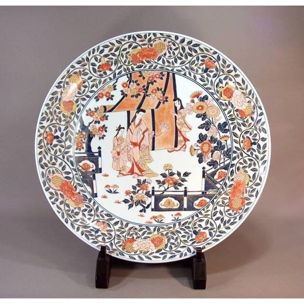 有田焼 古伊万里様式金彩唐草割元禄美人絵飾り大皿 陶芸作家 藤井錦彩 藤井錦彩 作 Puyuyuioio 有田焼 藤井錦彩窯