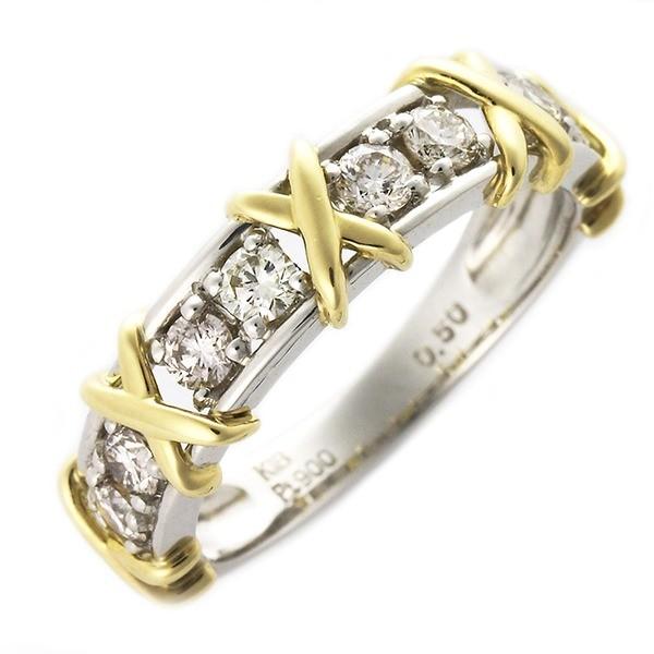 値引きする短納期 ポイント15倍ダイヤモンド リング リング 0 5ct ハーフエタニティ プラチナpt900 K18イエローゴールド コンビ コンビ 0 5ct ダイヤ合計8石 指輪 Ugl鑑別カード付き サイズ 送料無料 Ds Mina Va Select Shop開梱設置 無料