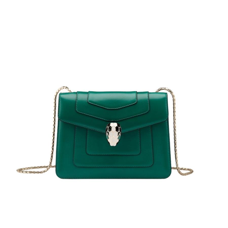 ブルガリ Bvlgari バッグ ブルガリ バック チェーン ショルダーバッグ エメラルド グリーン ゴールド カーフレザー ゴールド スネークヘッド チェーン bvlgari ブランドショップprecious