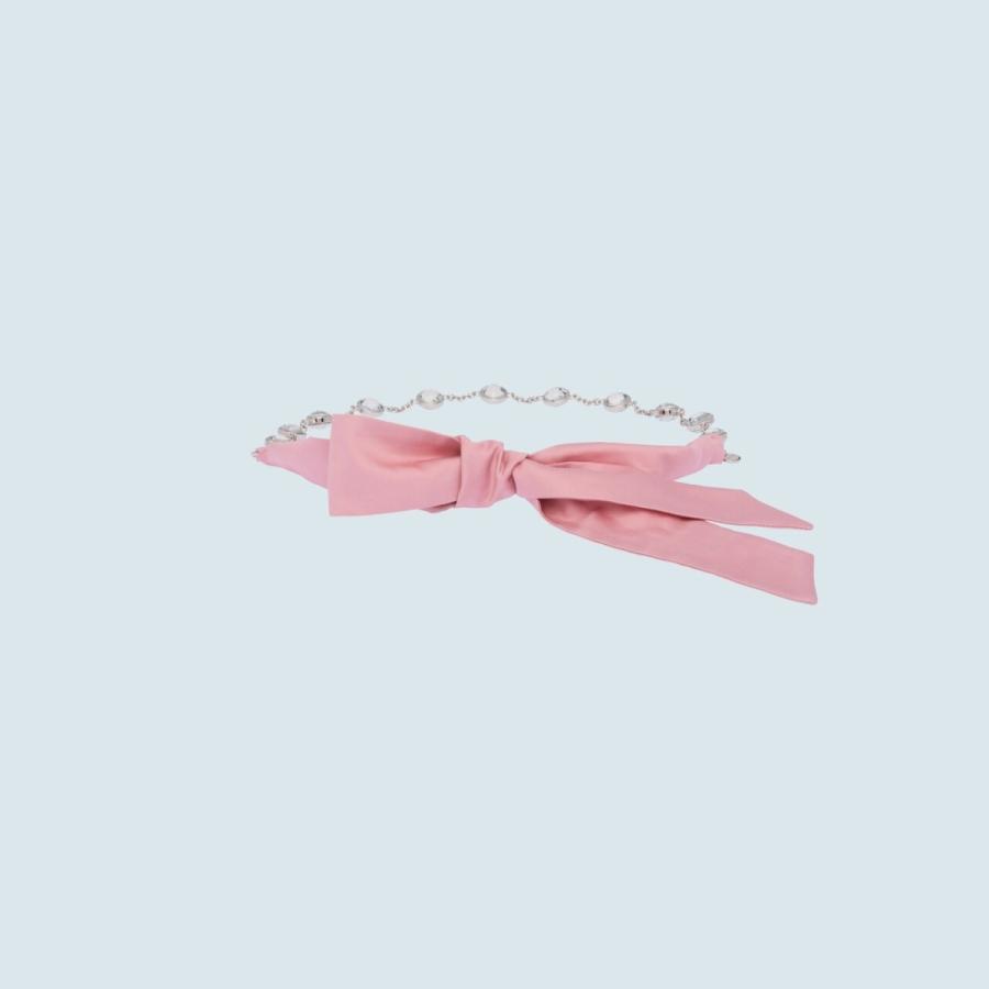 ミュウミュウ ミュウミュウ Miu Miu ベルト ベルト ピンク シルバー クリスタル メタルチェーン 限定 リボン ファブリック 5cc4352a38f0028miumiu5cc4352a38f0028 ブランドショップprecious