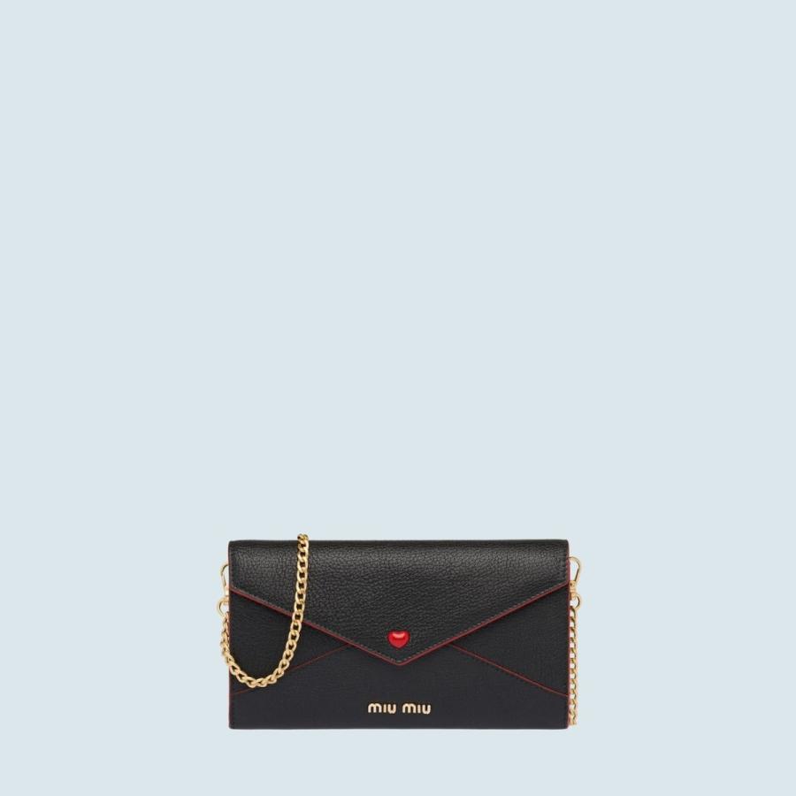 ミュウミュウ Miu Miu 新作 チェーンウォレット ブラック ゴールド レッド ゴールド ハート マドラス レッド レザー 5dh0602bc3f0002miumiu5dh0602bc3f0002 ブランドショップprecious
