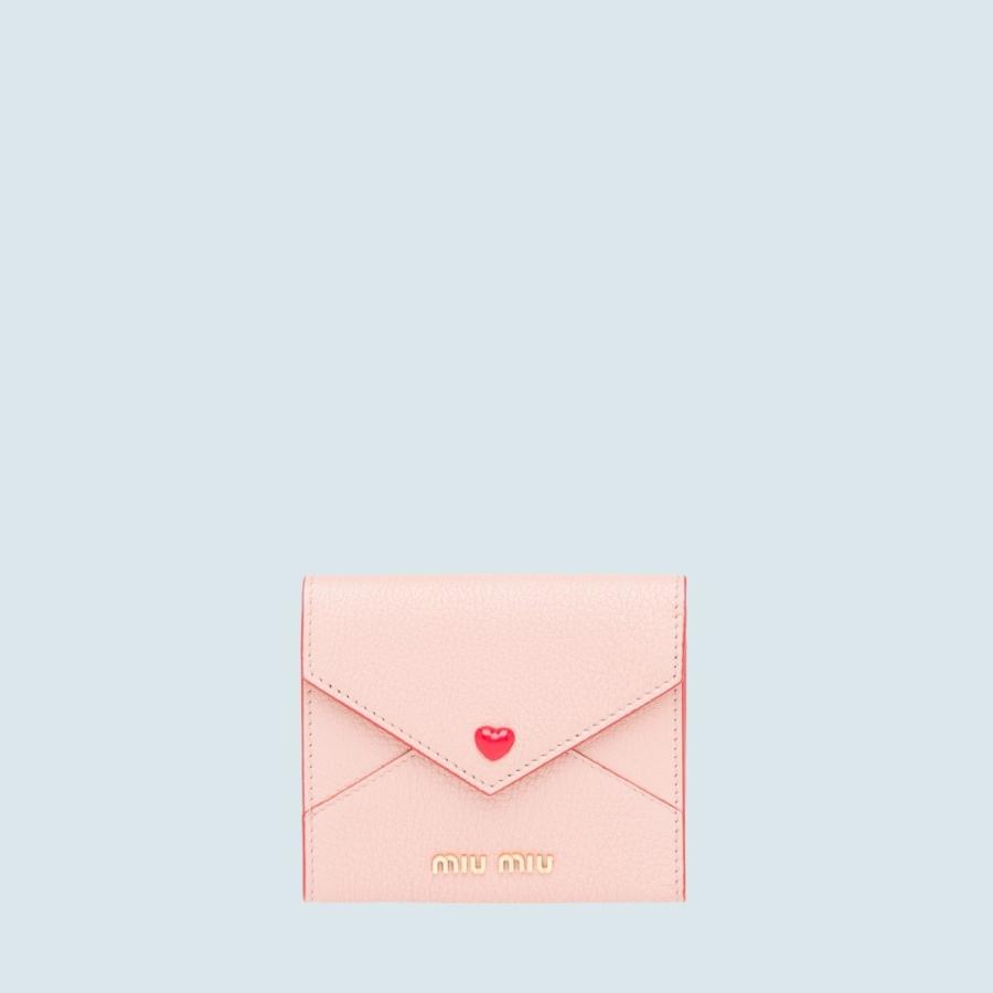 ミュウミュウ Miu Miu クルーズ 新作 財布 小財布 三つ折り レッド ３つ折り ピンク レッド ゴールド ハート マドラスレザー 5mh0142bc3f0615miumiu5mh0142bc3f0615 ブランドショップprecious