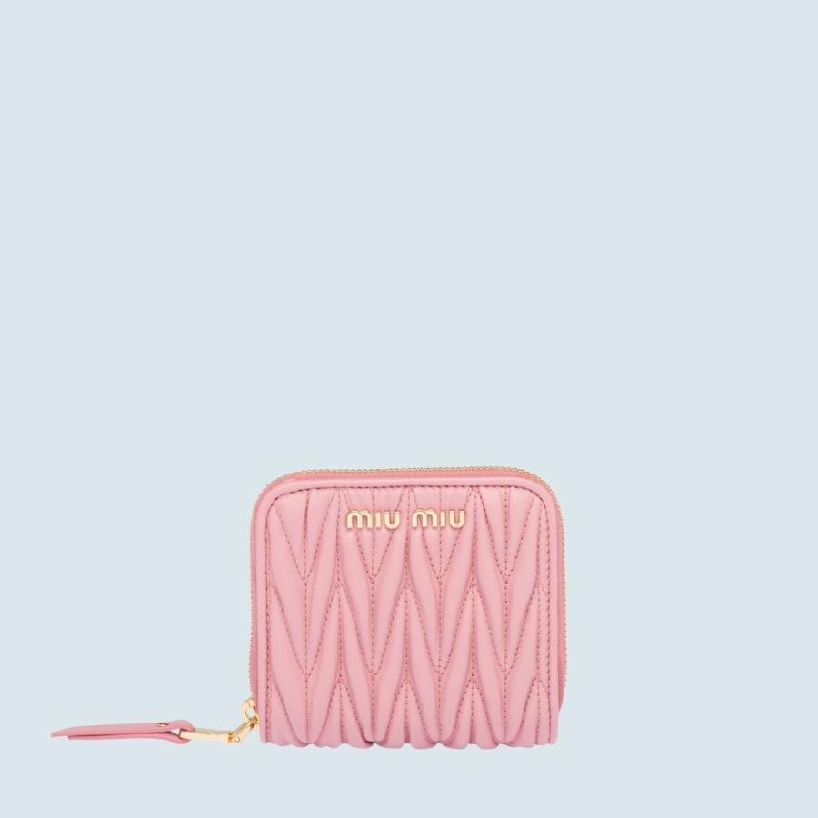 ミュウミュウ レザー Miu Miu ゴールド 財布 小財布 二つ折り ２つ折り ピンク ピンク ゴールド ギャザー レザー 5ml522nf0028miumiu5ml522nf0028 ブランドショップrarelist