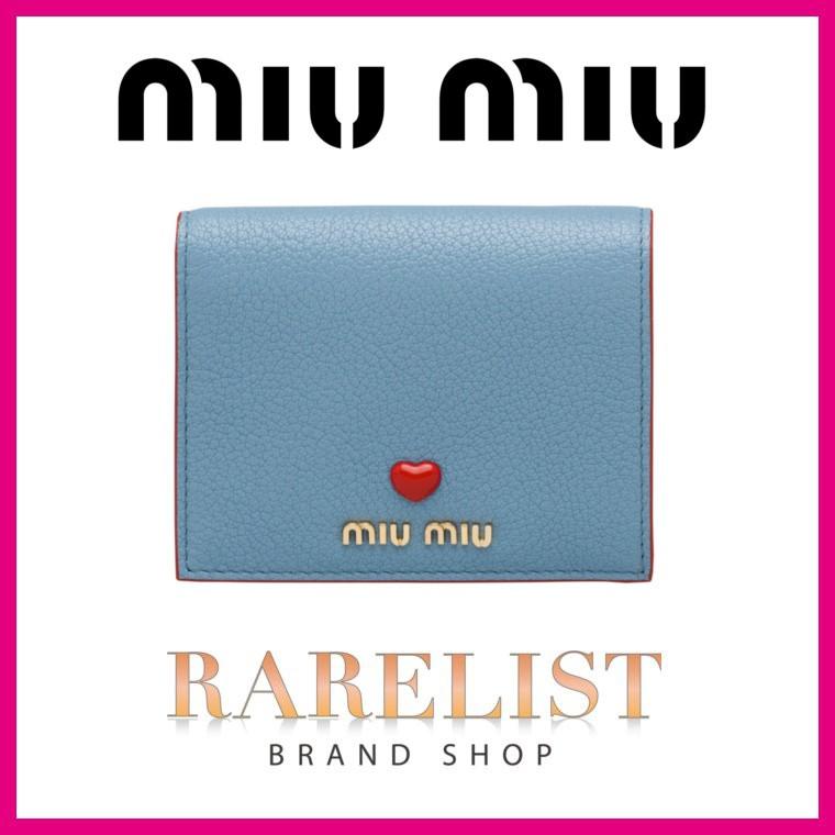 即納 最大半額 ミウミウ Miumiu ゴールド ２つ折り 冬 二つ折り ゴールド レザー 財布 小財布 ハート 小財布 本革 ミュウミュウ ライトブルー ロゴ Miumiu5mv42bc3f0637 ブランドショップrarelist