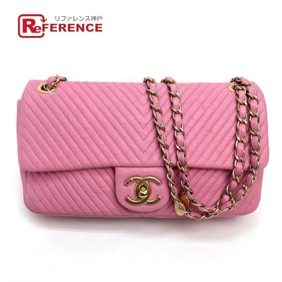 Chanel 中古 シャネル ｖステッチ シャネル ショルダーバッグ ピンク レディース 中古 レザー G 8 リファレンス コレクション