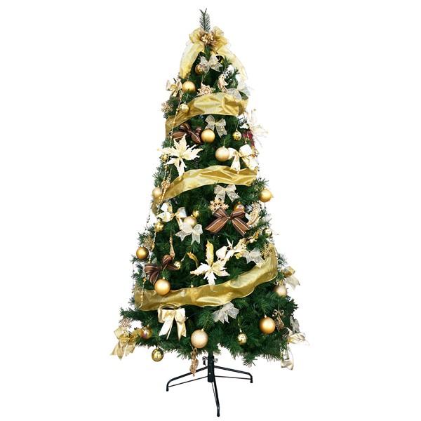 流行 のクリスマスツリー 販促専門店 240ｃｍ 季節装飾 スリムツリーセットゴールド 苗木 植木 季節装飾 販促専門店 装飾屋 Comクーポン対象外の