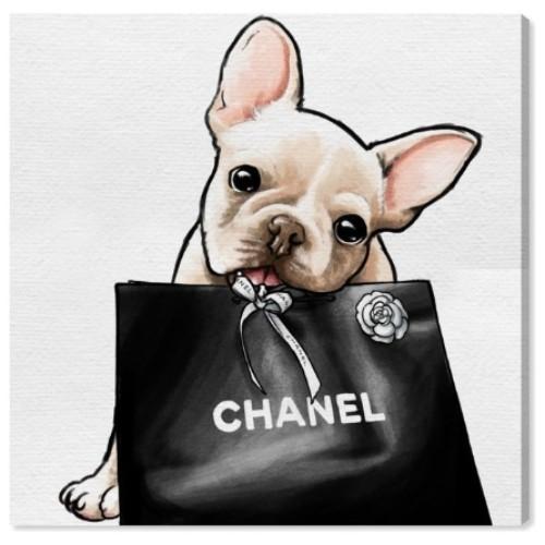 Oliver Gal Frenchie オリバーガル 約51x51cm Glam Frenchie Glam 美術 工芸品 Chanel シャネル キャンバスアート Ogm Usキッズウェア