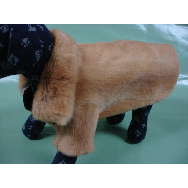 小型犬 毛皮 コート ウィゼル ナチュラルカラー 襟付き 犬の服 袖付き 4号サイズb 271 ファーリアー江上