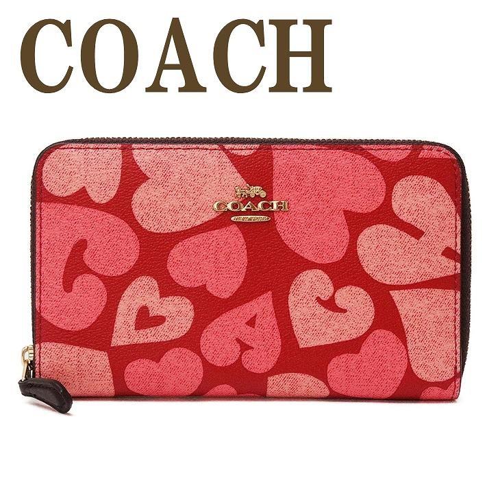 コーチ 二つ折り財布 レザー Coach 財布 ファッション レディース 長財布 二つ折り財布 ミドル財布 ラウンドファスナー ハート ピンク レザー imqa3 imqa3 贅沢屋