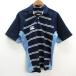 z# прекрасный товар # canterbury /CANTERBURY окантовка рисунок короткий рукав Rugger рубашка [S] темно-синий /MENS#58[ б/у ]