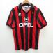 y# Италия производства #A.C. Milan /MILAN подлинный форма / копия # красный / чёрный [ мужской L степень ]MENS/ футбол /69[ б/у ]