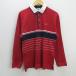 s# сделано в Японии # Lacoste /LACOSTE длинный рукав Rugger рубашка окантовка [4] красный /MENS/59[ б/у ]