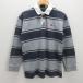 G# canterbury /canterbury длинный рукав Rugger рубашка / окантовка рисунок [M] пепел темно-синий /men's/34[ б/у ]#
