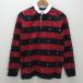 d# Beams /BEAMS общий рисунок вышивка длинный рукав Rugger рубашка [S] красный темно-синий /MENS/2[ б/у ]