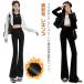  flare pants длинные брюки женский прекрасный ножек обратная сторона ворсистый джегинсы flair посещение школы осень-зима леггинсы ножек длина эффект маленький видно защищающий от холода теплый стиль выше s