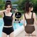  купальный костюм танкини женский 2 позиций комплект большой размер бикини раздельный бюстье способ b Rav la верх укороченные брюки длина плечо шнур лето море бассейн чёрный белый 