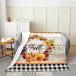 Autumn Theme Flannel Blanket for Kids Adults,Fallen Leaves Harvest Pumpkin Flannel Fleece Blanket King 60