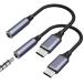 2 шт. комплект MoKo USB C to 3.5mm разъём джек конверсионный адаптор кабель тип 3.5mm 4 высшее 3 высшее Type C слуховай аппарат 