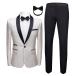 ¹͢ʡMens White Suit 2 Piece Floral Jacquard Dress Set Slim Fit Vinta